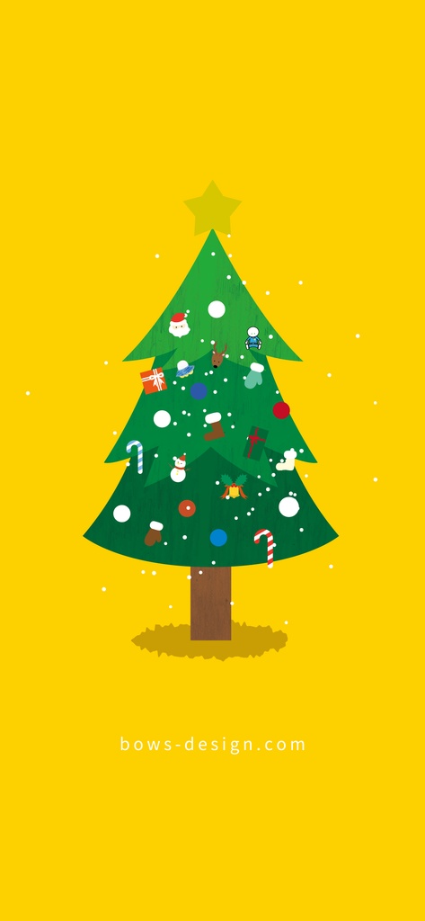 完成したクリスマスツリーのイラストスマホ用壁紙