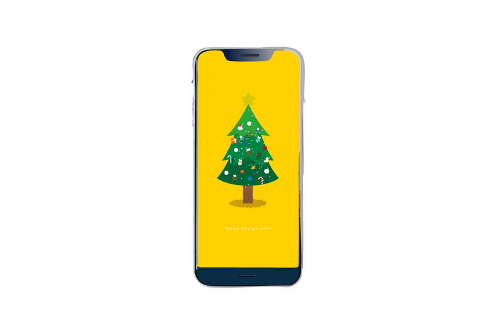 完成したクリスマスツリーのイラストスマホ用壁紙