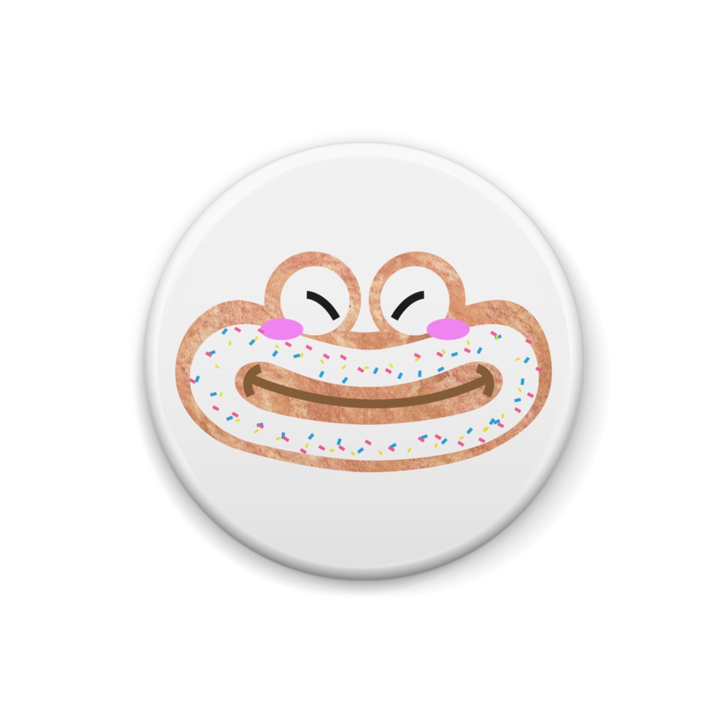 bow's Donuts（ボウズドーナツ）のゆるキャラ　わくわくドーナツのイラスト缶バッジ