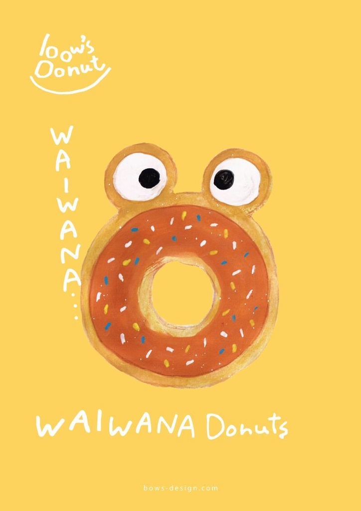 bow's Donuts(ボウズドーナツ)のゆるキャラ わいわなドーナツのイラスト缶バッジ