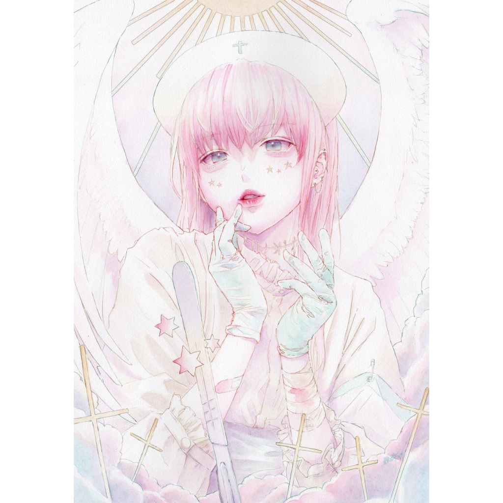 A4水彩原画「執刀と救済」