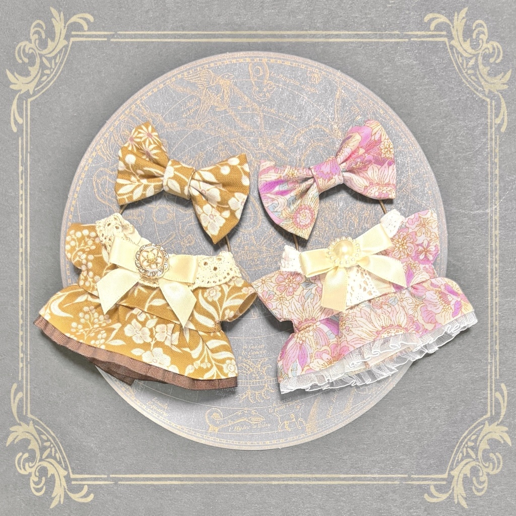 【ちみぬい/10cmぬい用】リボン＋ワンピースセット　第二弾