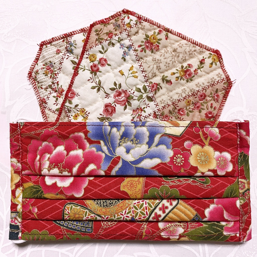 ★匿名配送・手作りマスク★花粉対策に♪18cmワイヤー入り三段プリーツ