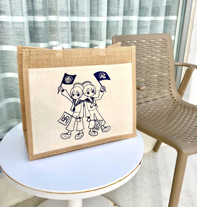 伯仲マリン風ジュートトートバッグ