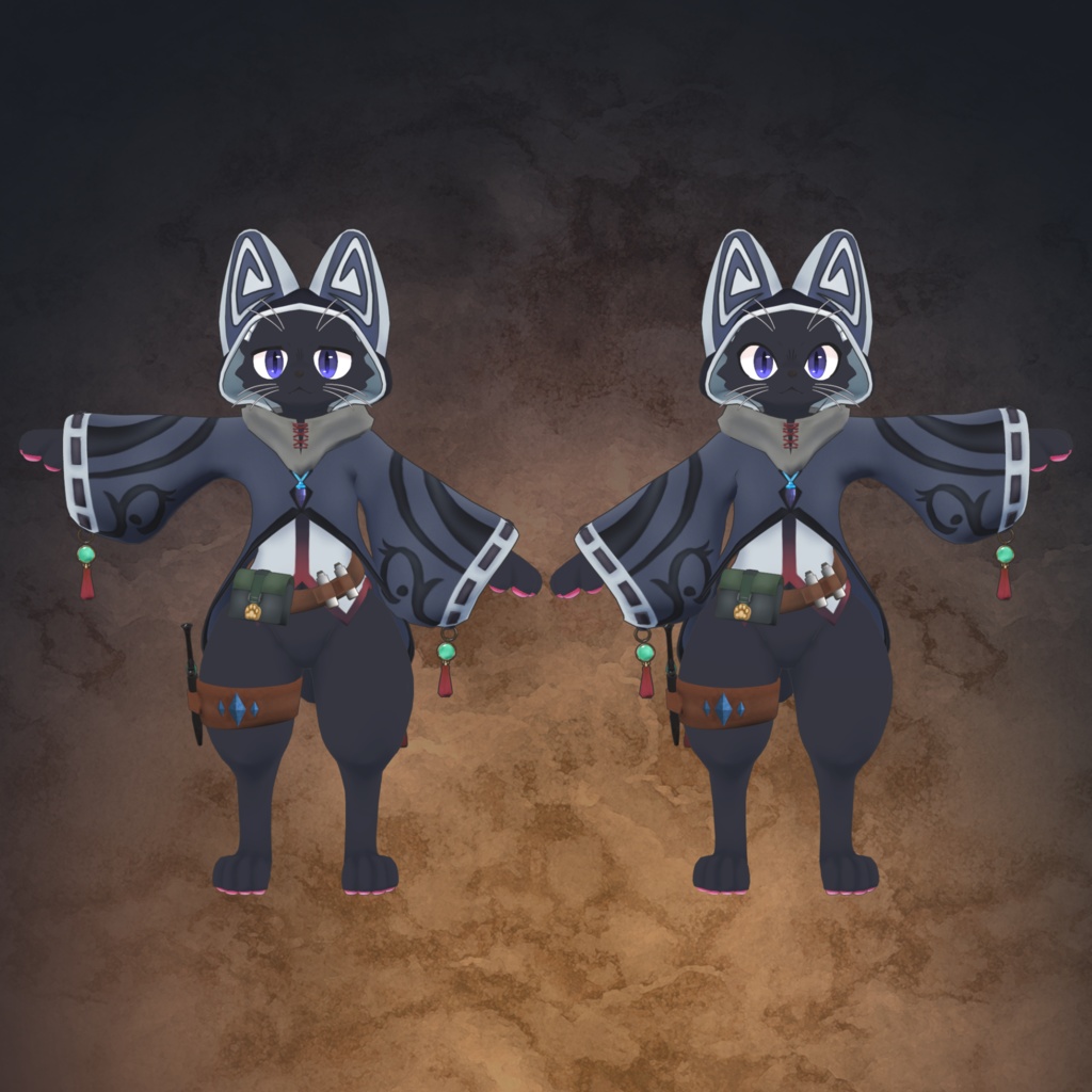 オリジナル3Dモデル「YORU CAT」【VRChat / VRM】