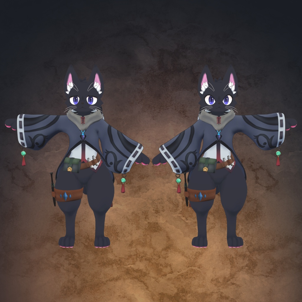 オリジナル3Dモデル「YORU CAT」【VRChat / VRM】