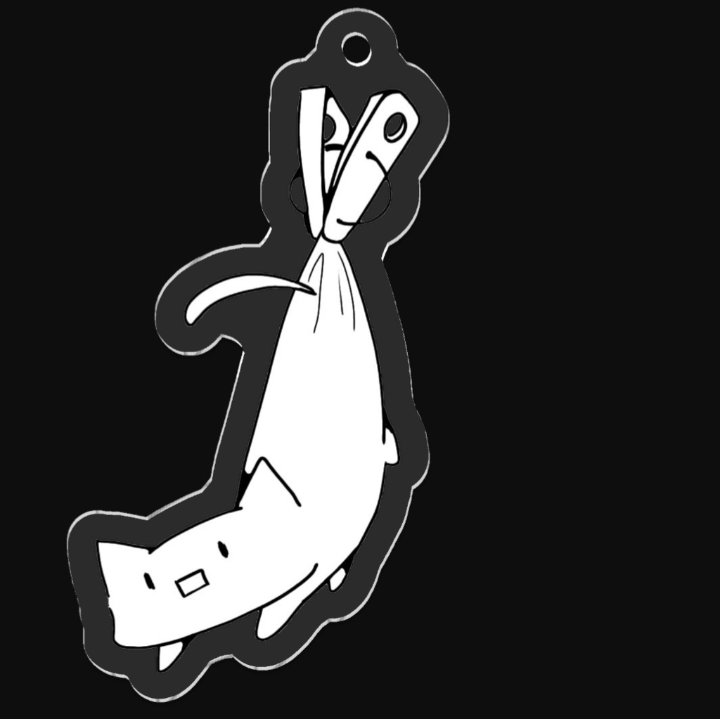 白ねこ 洗濯バサミキーホルダー