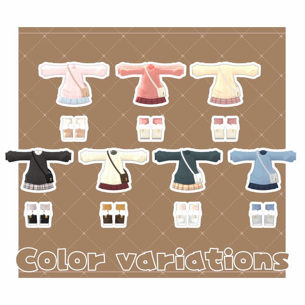 秋のお出かけコーデ【えも研素体・まめふれんず・ネメシス・エルシオン】