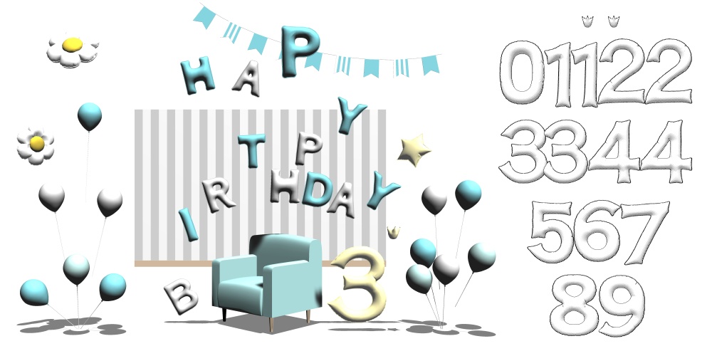 お誕生日関連3点セットおまけつき