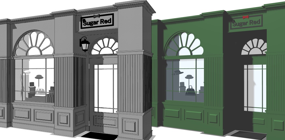 ショーウィンドウとアパルトマンセット