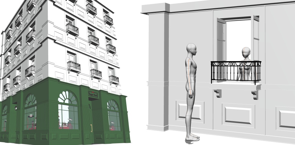 ショーウィンドウとアパルトマンセット