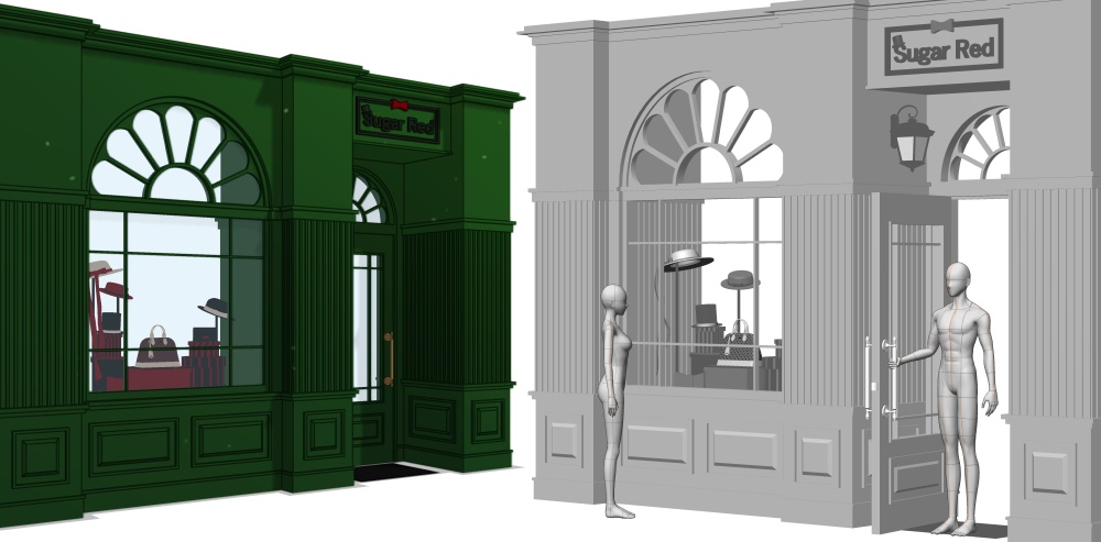 ショーウィンドウとアパルトマンセット