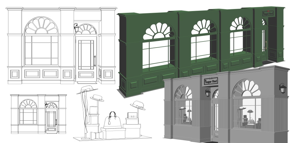 ショーウィンドウとアパルトマンセット