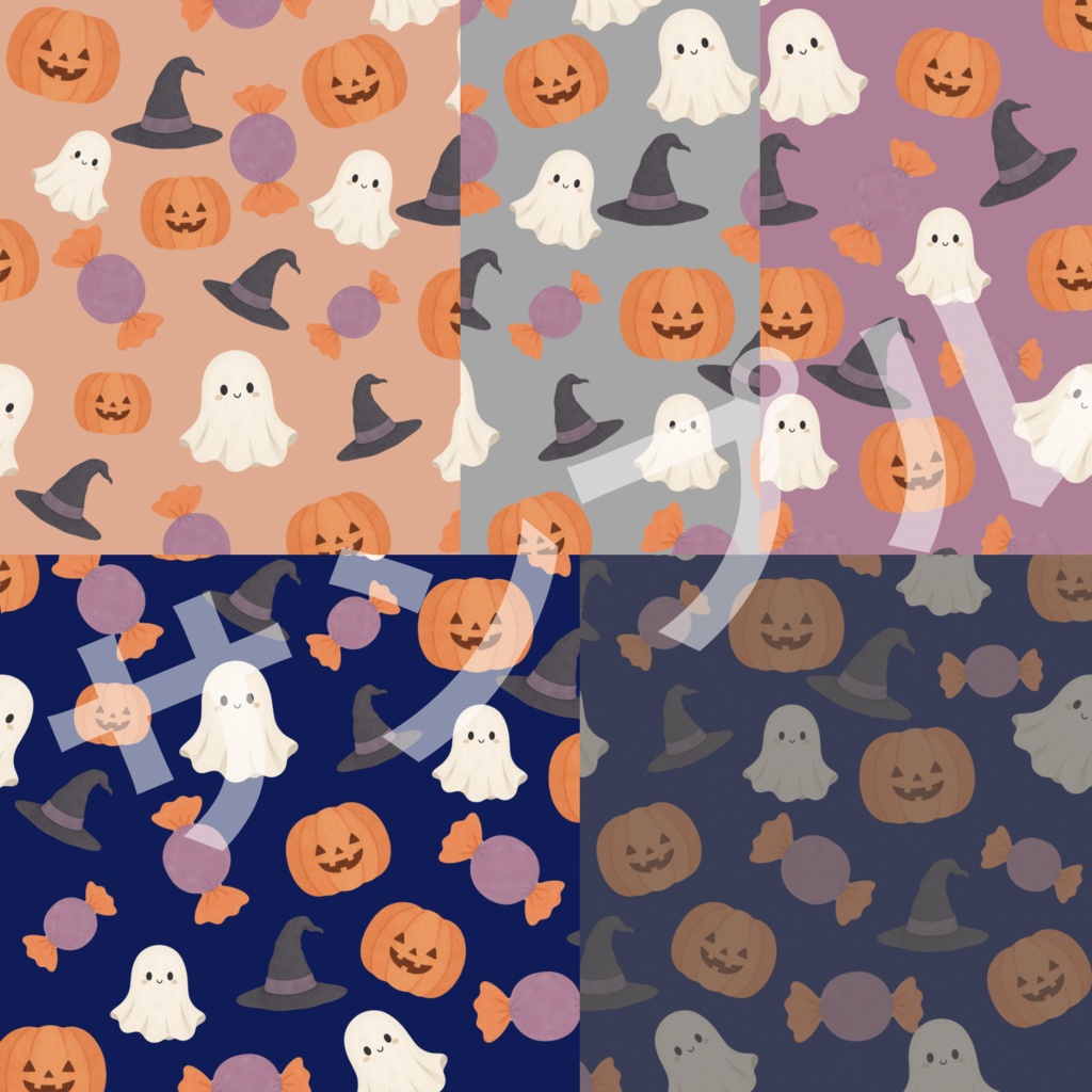 ハロウィン halloweenデジタルペーパー5枚｜おしゃれなくすみカラー