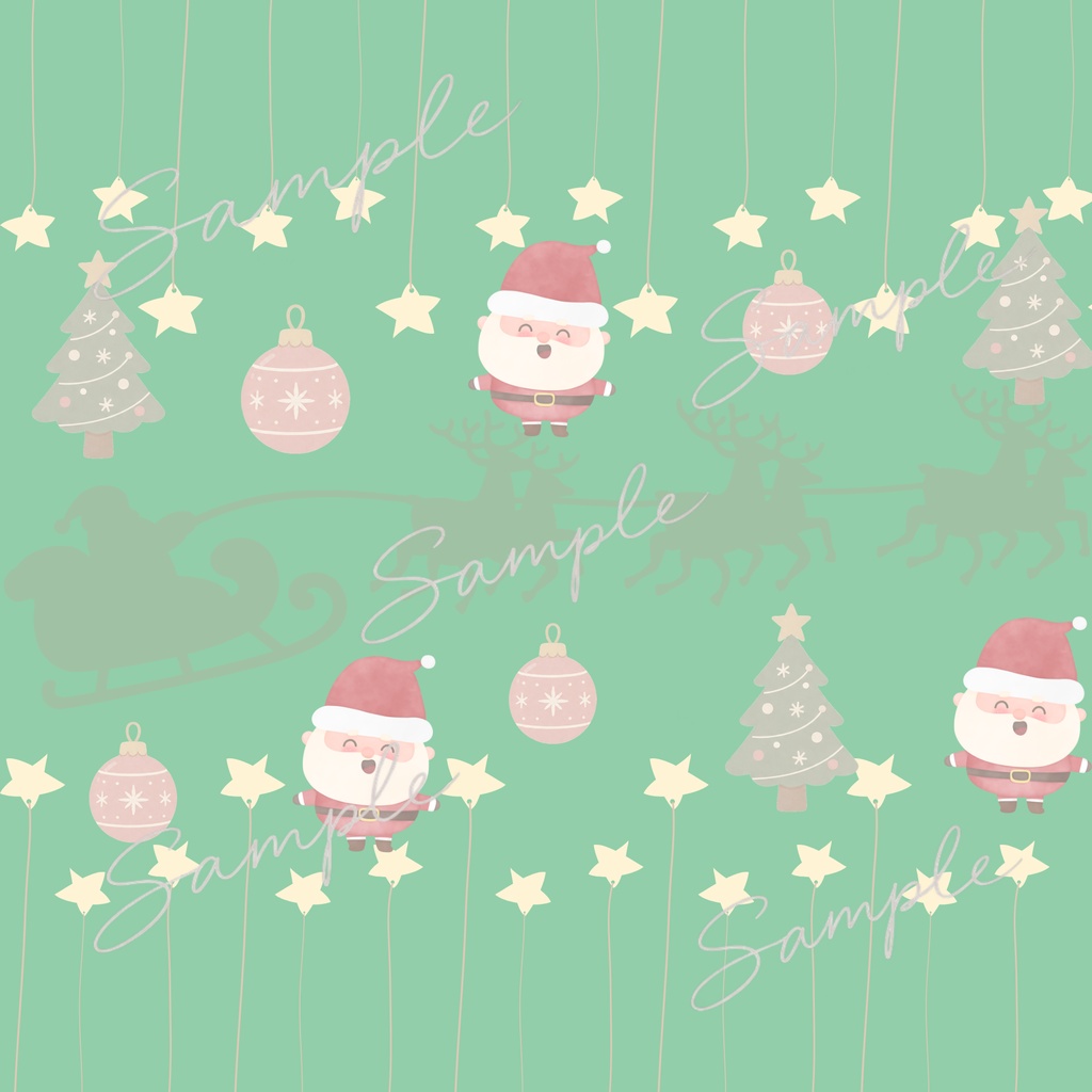 クリスマス サンタ柄♡かわいいデジタルペーパー 8枚