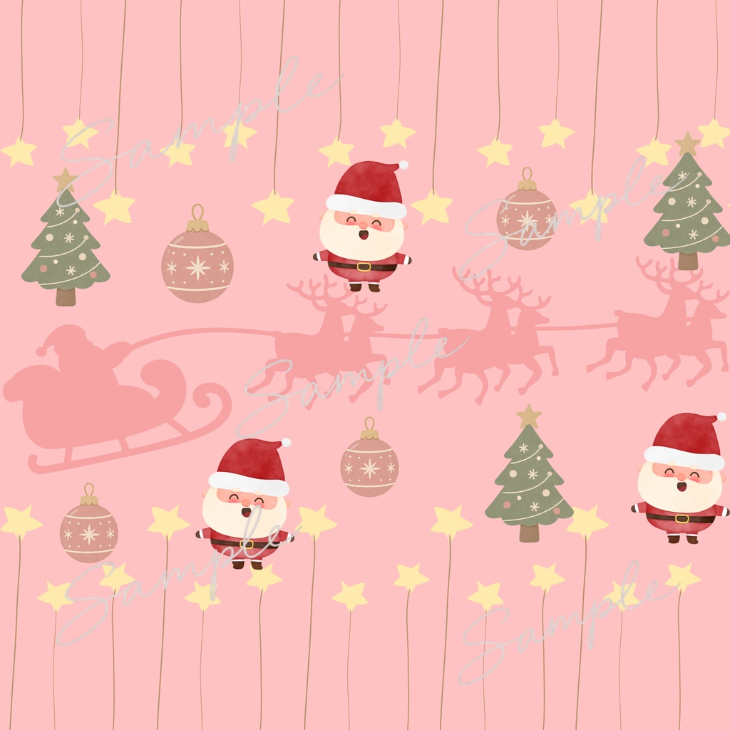サンタとツリー♡かわいいクリスマスペーパー 8枚