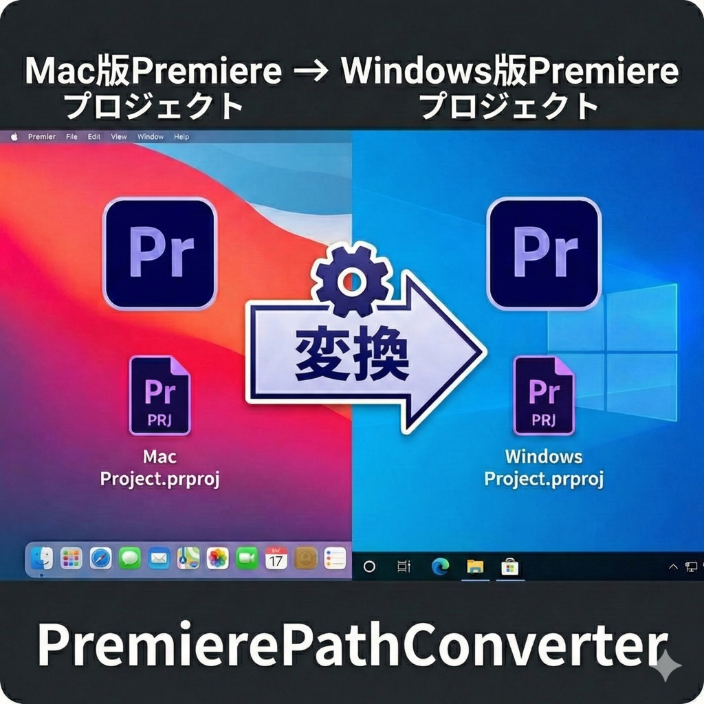 Mac版PremiereのプロジェクトをWindows版Premiere用プロジェクトに変換するアプリ