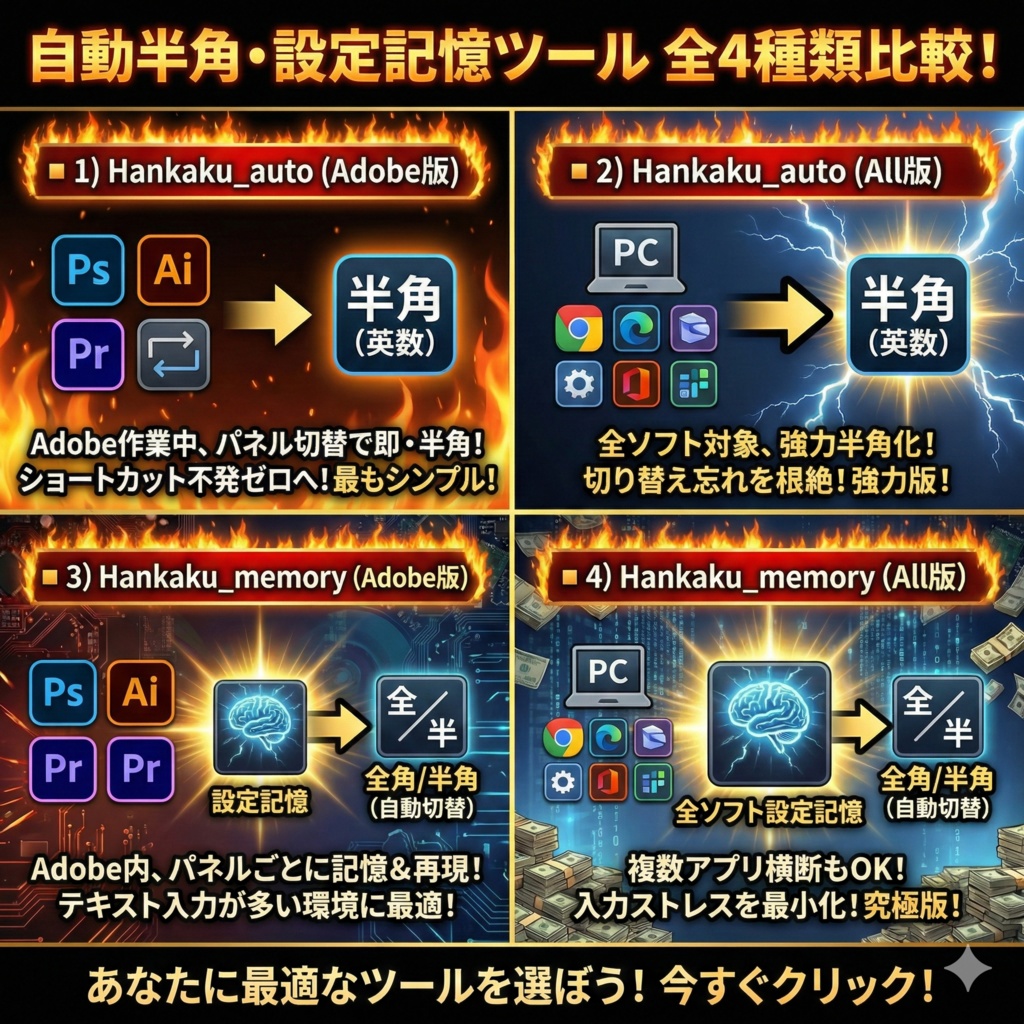 Windowsアプリで全角だとショートカットが効かないのを解決!!「自動半角」