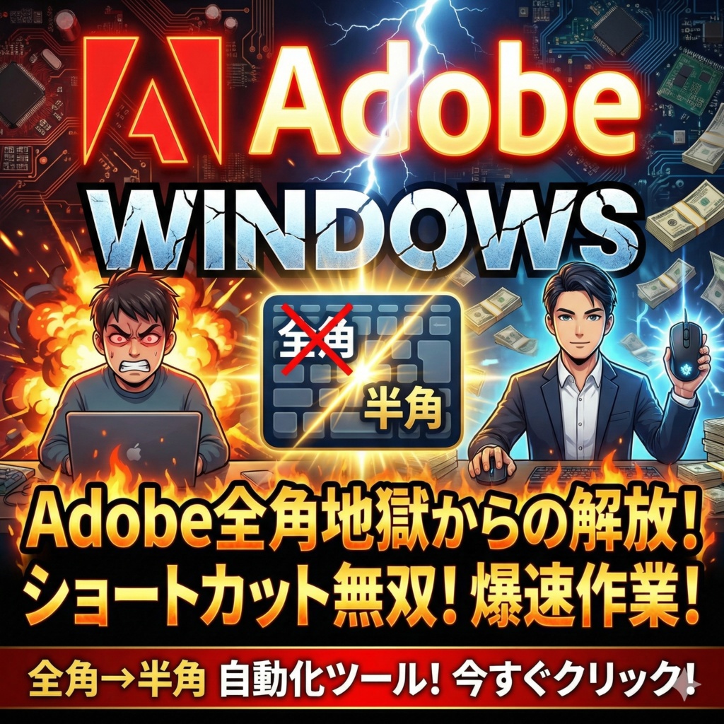 Windows版Adobe製品で全角だとショートカットが効かないのを解決!!半角強制スクリプト