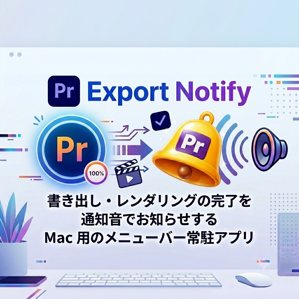 【Mac|無料】PremiereProのレンダリング・書き出し終了を音で知らせるアプリ