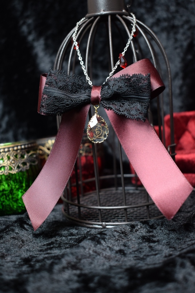 薔薇リボンバックチャーム