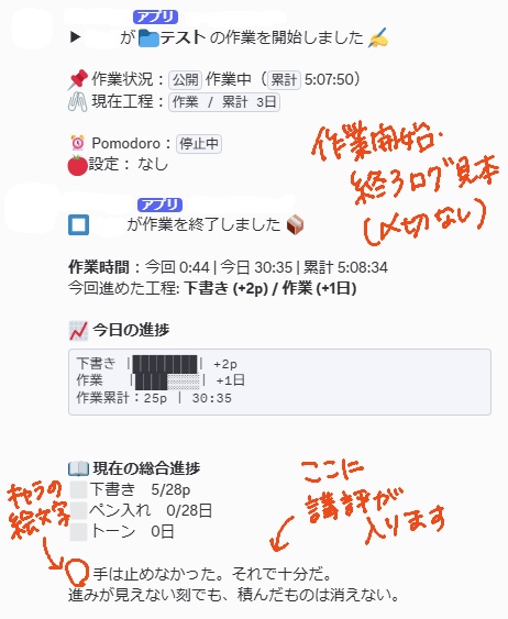 Discord原稿・作業進捗Bot|+αで推しカプと並走ログ