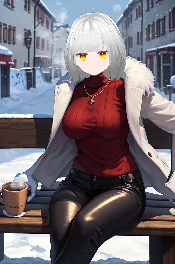【Vtuber素材】雪の街角お姉さん着せ替え６枚セット【商用可】