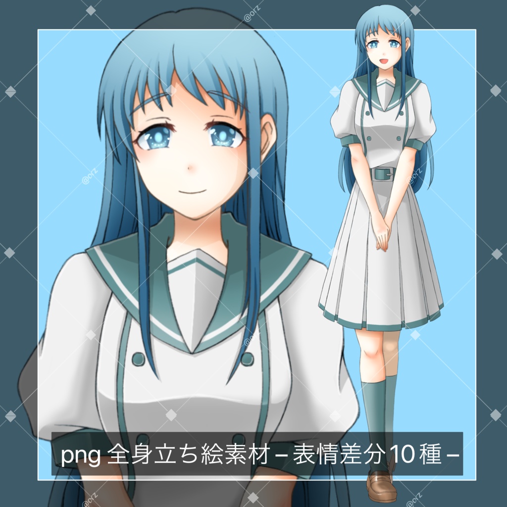 立ち絵素材−髪の長い女の子−