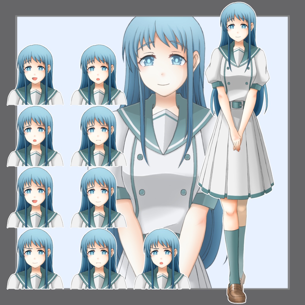 立ち絵素材−髪の長い女の子−