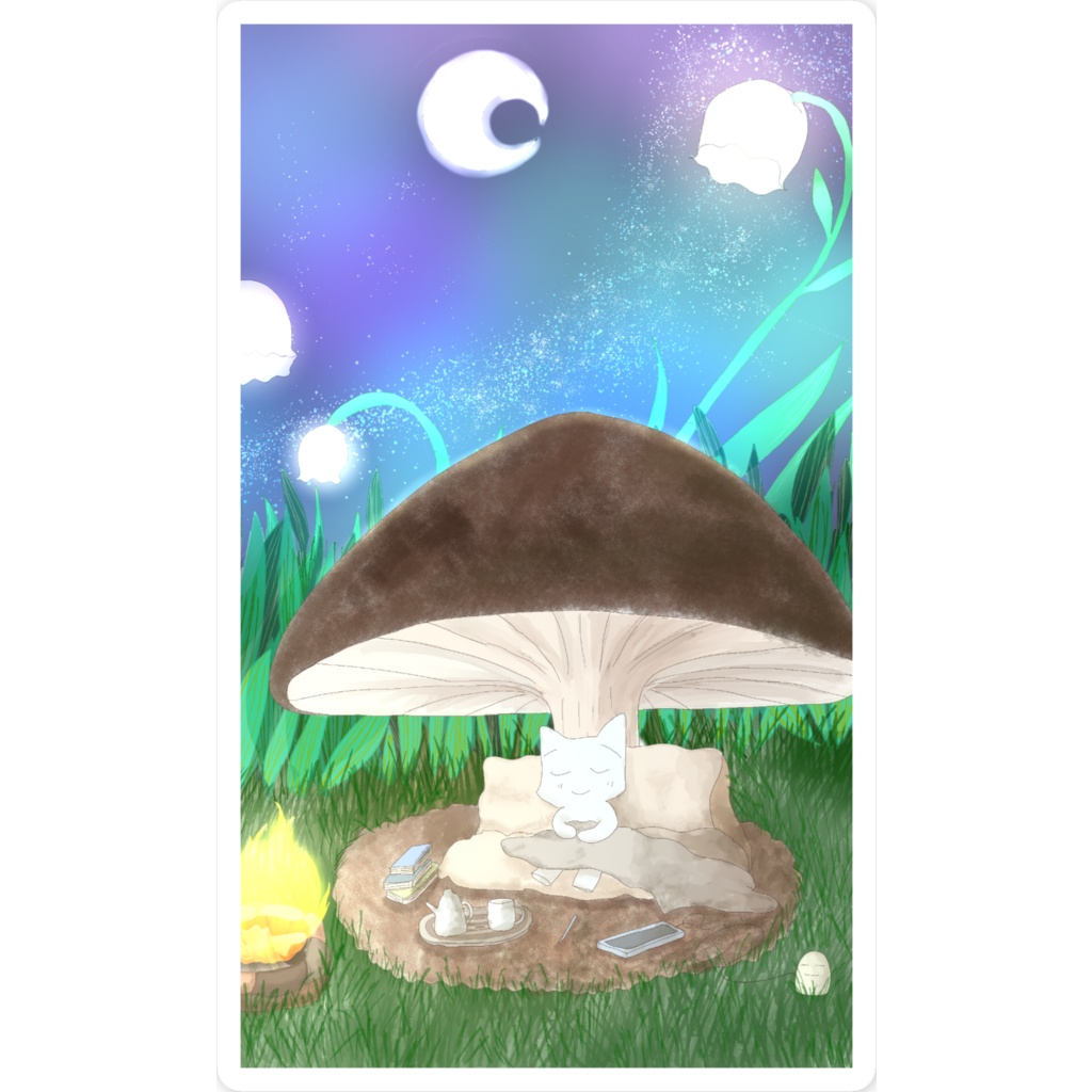 大きなしいたけの下で