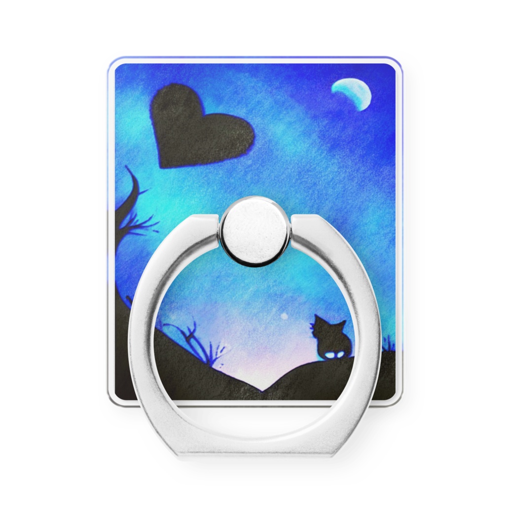 黒猫とハートのシルエットシリーズ お散歩 スマホリング Irodoriart Booth 黒猫とハートのシルエットシリーズ お散歩 スマホリング Irodoriart Booth