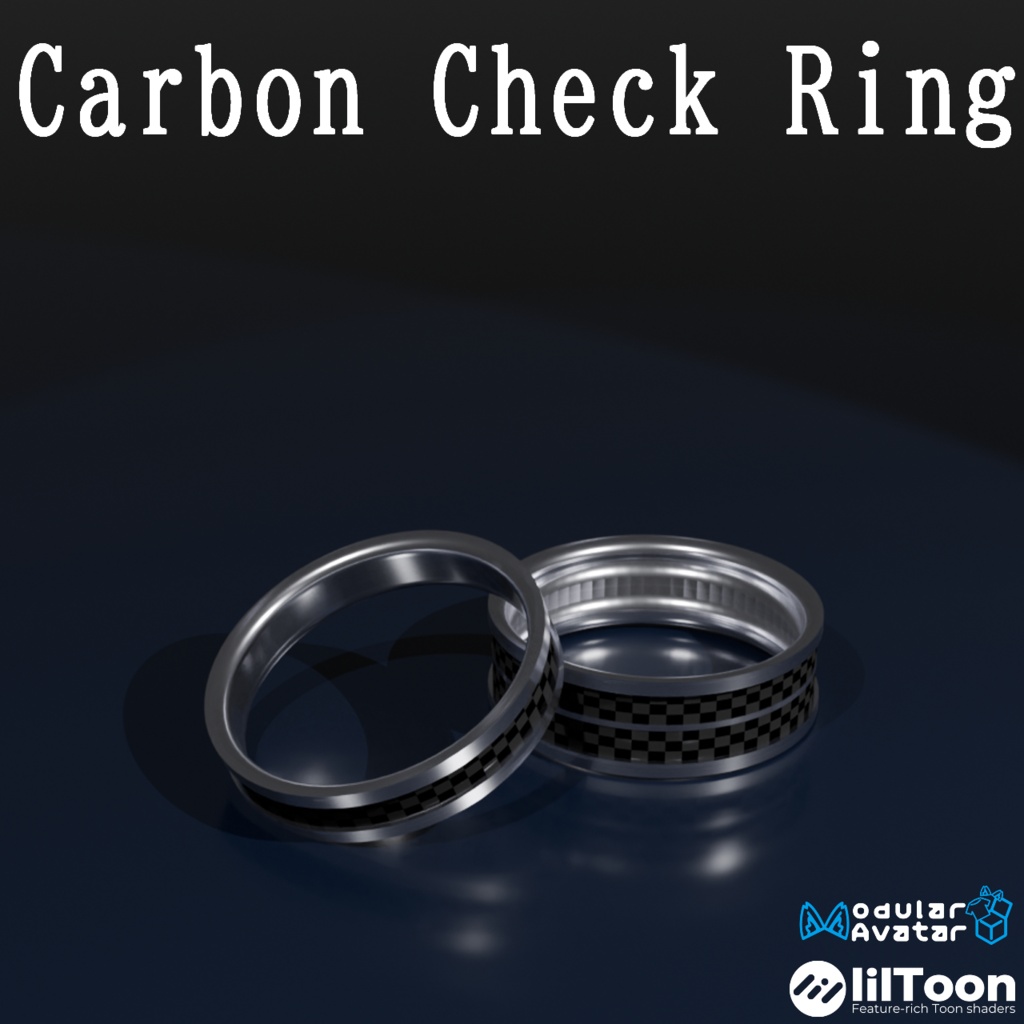 【VRC想定・10色×2パターンマテリアル同梱】Carbon Check Ring Set