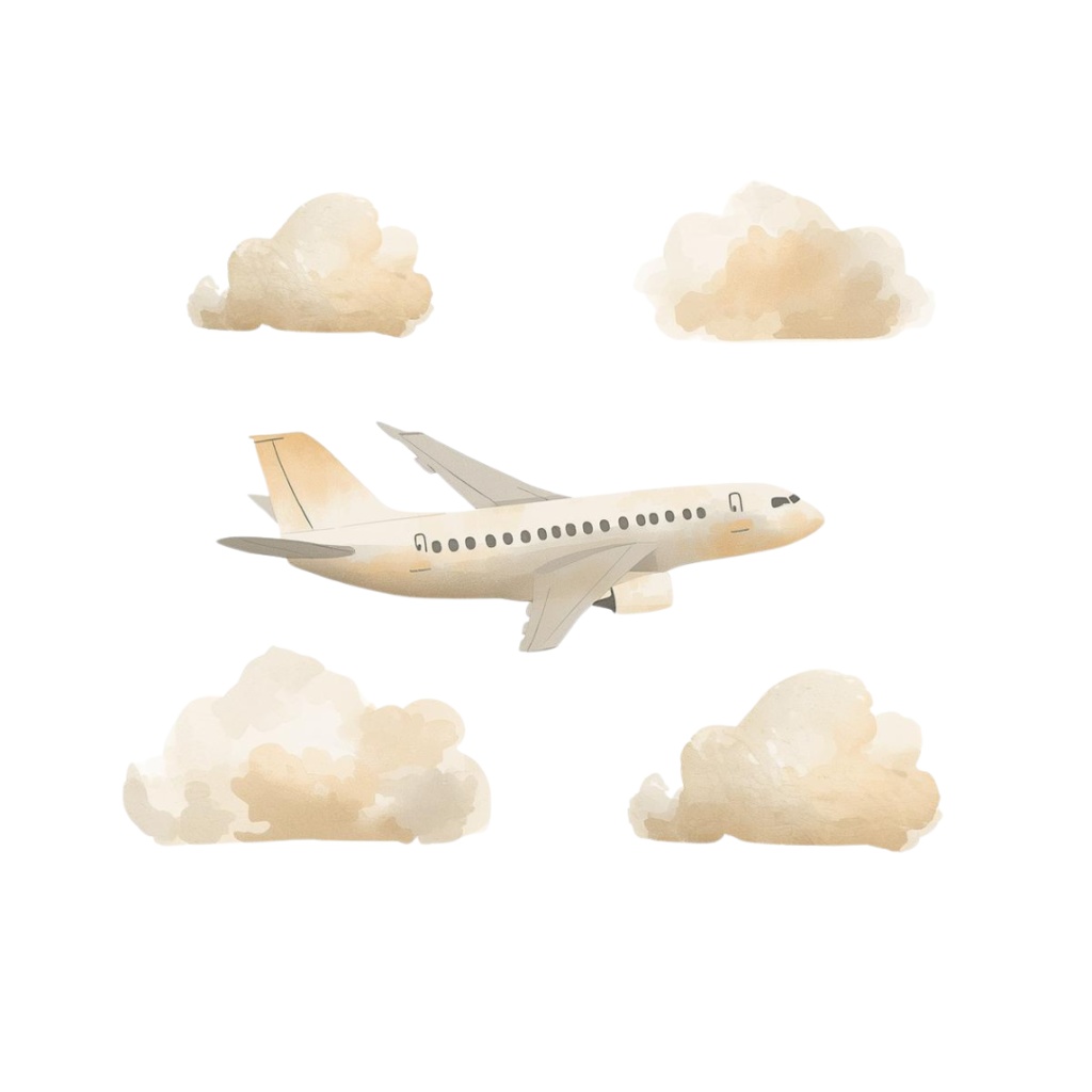 韓国風かわいい水彩クリップアート|旅行シリーズ(全10点)|PNG透明背景