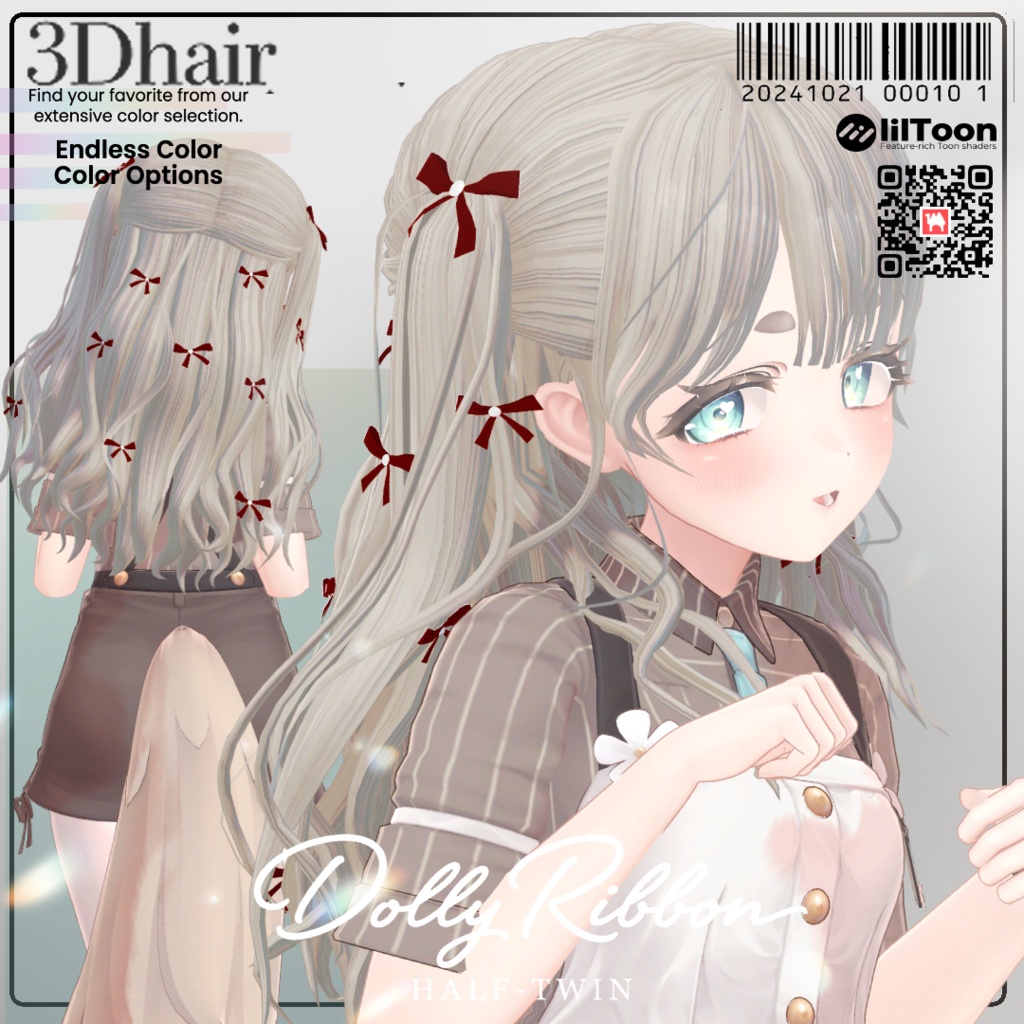 セール中【6 avatars】【VRC Hair】Dolly Ribbon Half-Twin(ドーリーリボン ツーサイドアップ)
