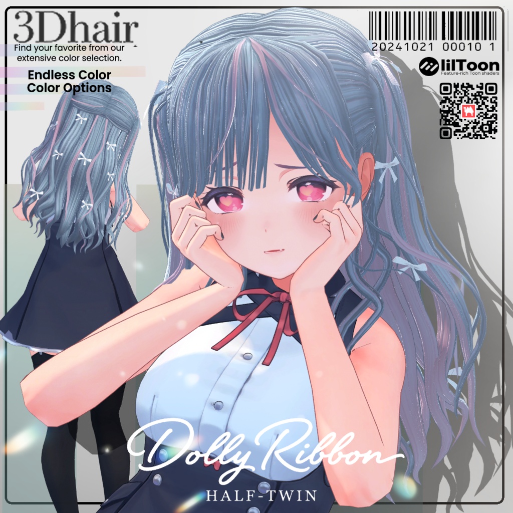 セール中【6 avatars】【VRC Hair】Dolly Ribbon Half-Twin(ドーリーリボン ツーサイドアップ)