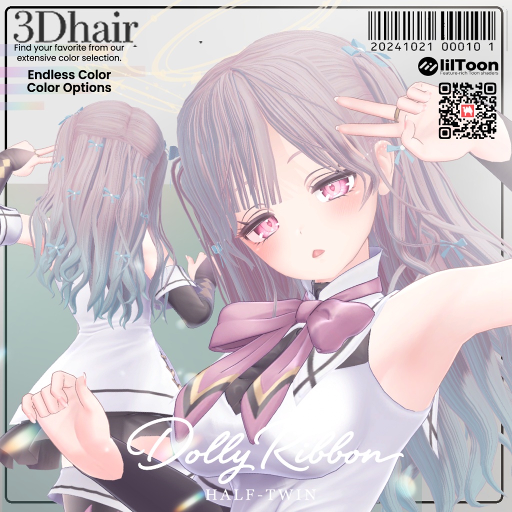 セール中【6 avatars】【VRC Hair】Dolly Ribbon Half-Twin(ドーリーリボン ツーサイドアップ)