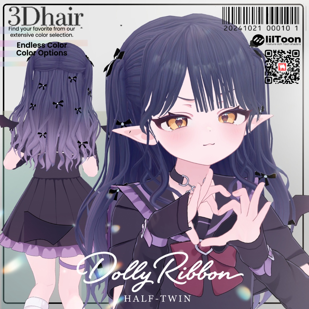 セール中【6 avatars】【VRC Hair】Dolly Ribbon Half-Twin（ドーリーリボン　ツーサイドアップ）