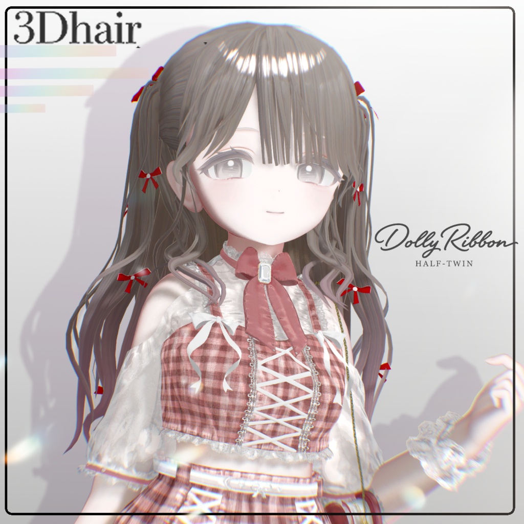 ❣セール中❣【11 avatars】【VRC Hair】Dolly Ribbon Half-Twin（ドーリーリボン　ツーサイドアップ）