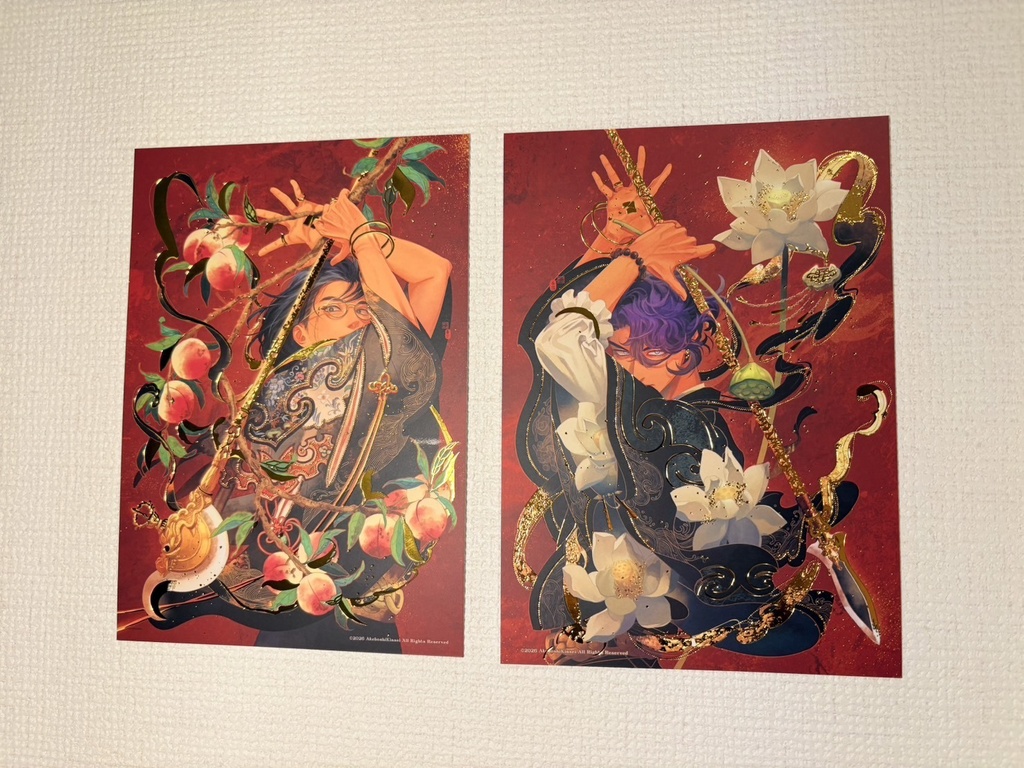 門神桃符✧箔押しカード2枚セット