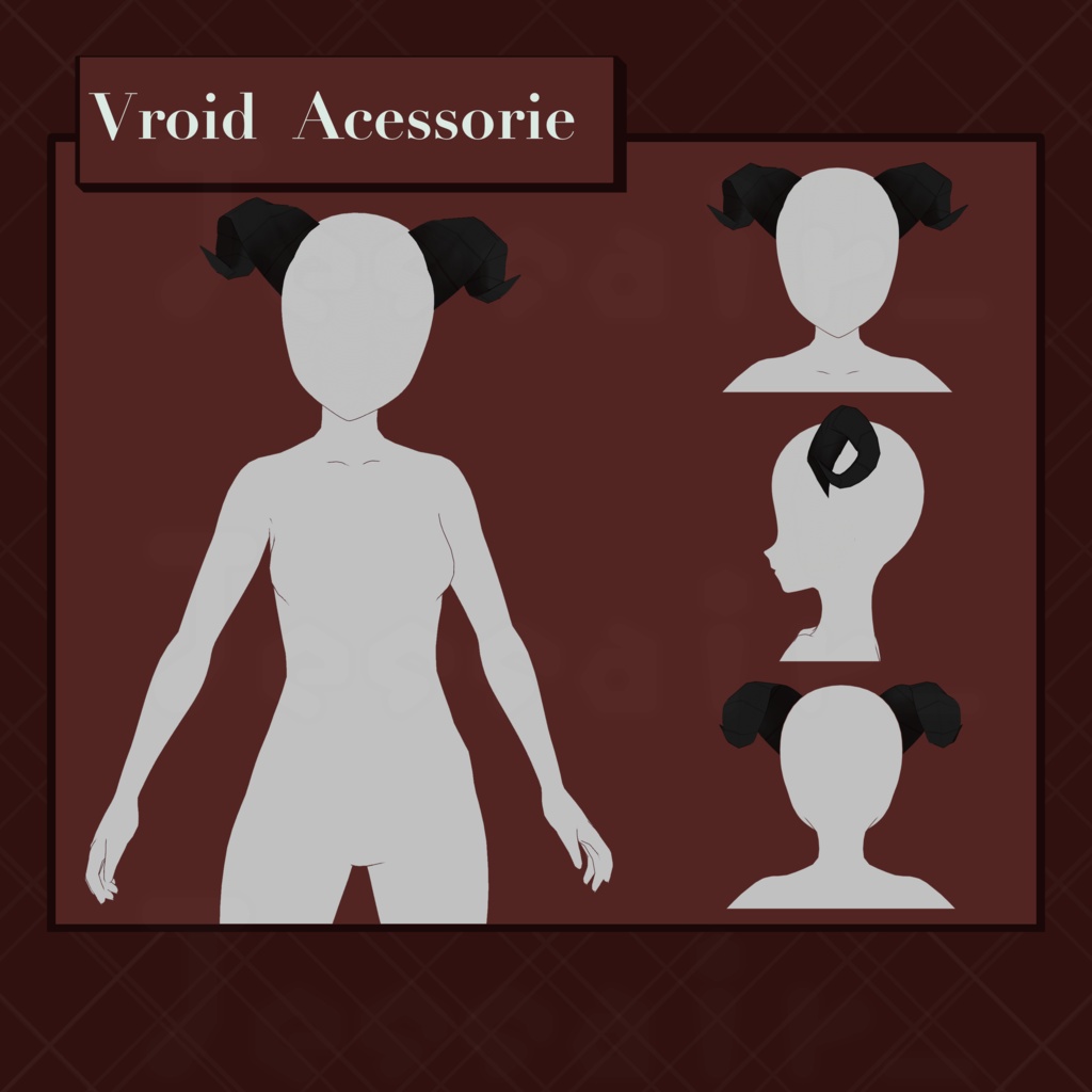 【VRoid Head Preset】Demon Curled Horns