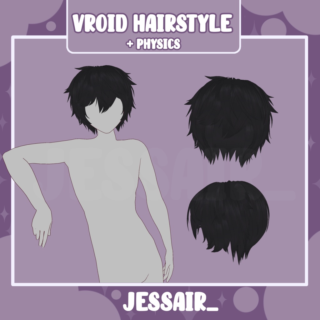 【VRoid Hairstyle Preset】Male Short Hairstyle, vroid asset, head asset, boy hairstyle