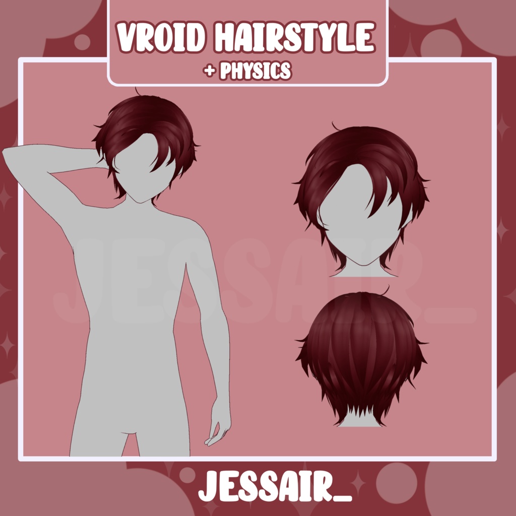 【VRoid Hairstyle Preset】Male Short Hairstyle with Physics, vroid asset, head asset, boy hairstyle