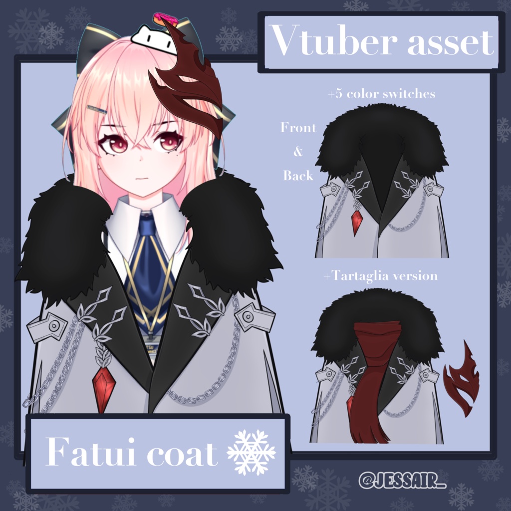Genshin Impact: Fatui Coats + Tartaglia version | Childe | Vtuber Accessories and Clothes