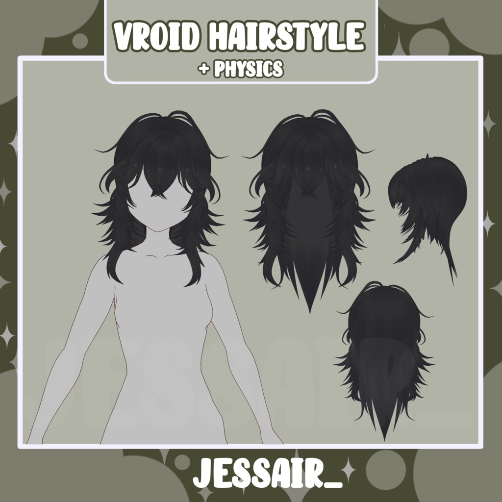 【VRoid Hairstyle Preset】Female Medium Length Hairstyle, wolf cut, with physics, aesthetic