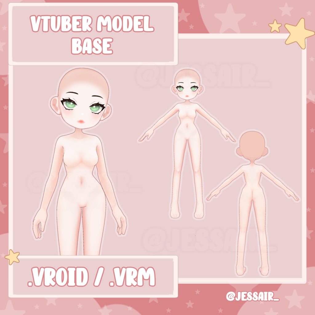 【VRoid Base Model】Girl/Female Vroid Base | Doll/Chara Model | Free to use, Commercial Use
