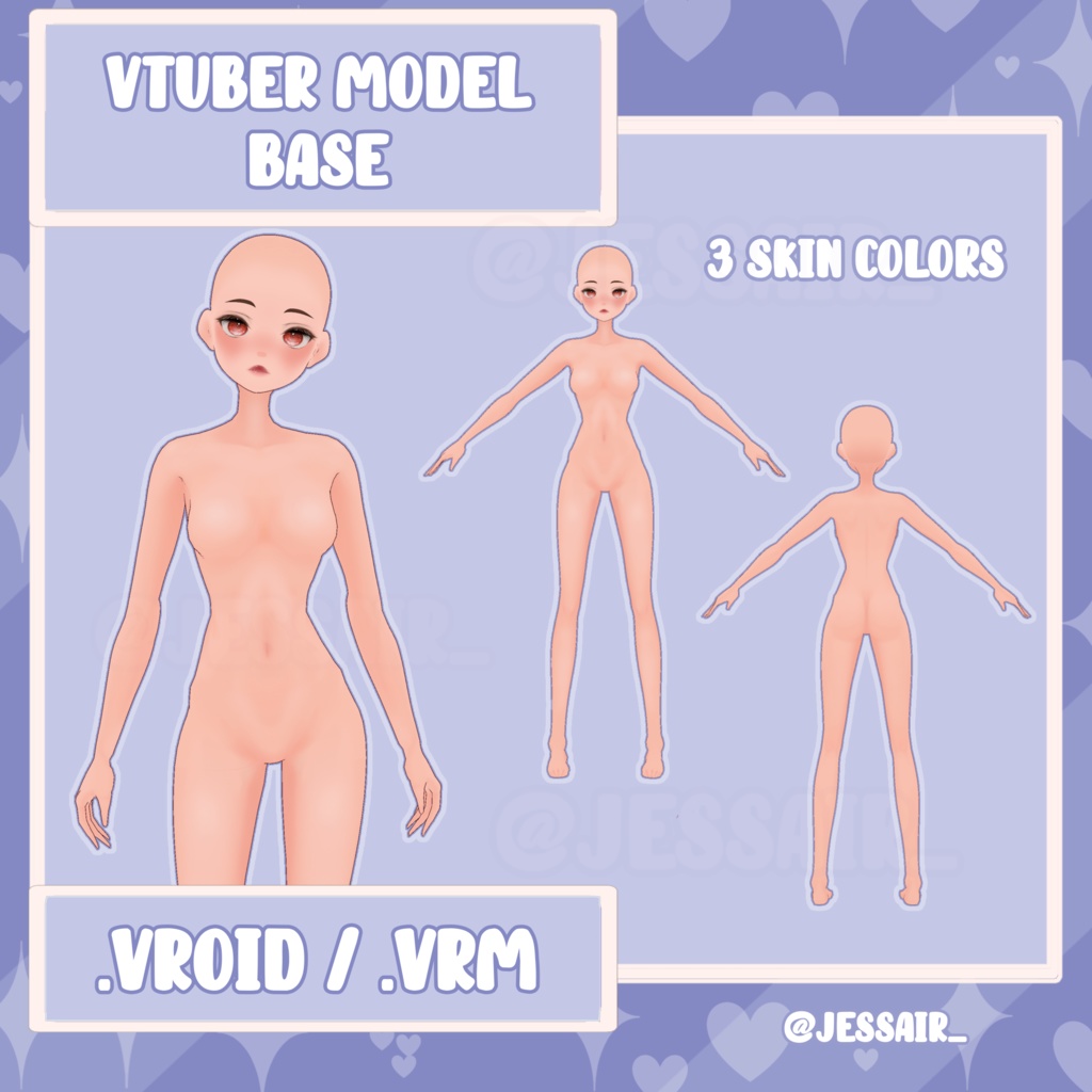 【VRoid Base Model】VERY THIN Girl/Female Vroid Base | Free Use, Commercial Use