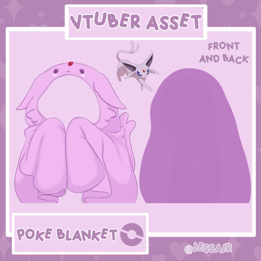 POKEMON VTUBER ASSETS cute blankets for 2d,3d,vroid models, espeon, leafeon, evee and animated pokeballs