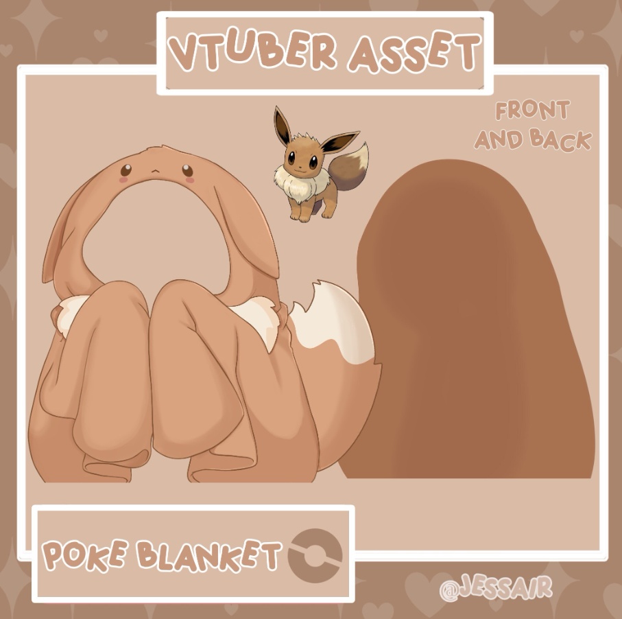 POKEMON VTUBER ASSETS cute blankets for 2d,3d,vroid models, espeon, leafeon, evee and animated pokeballs