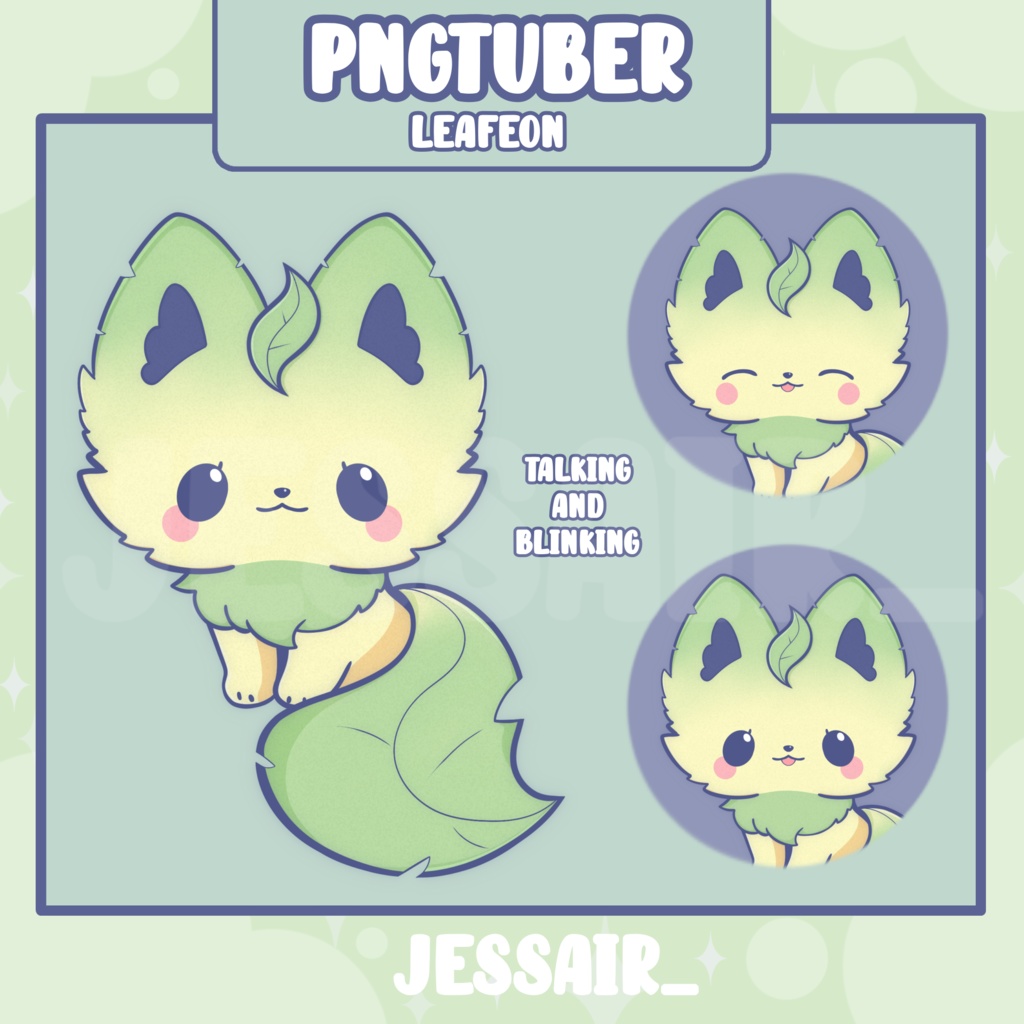 [PNGTUBER] Leafeon | pngtuber ready to use, veadotube mini, streamer, twitch, youtube, cute, pokemon