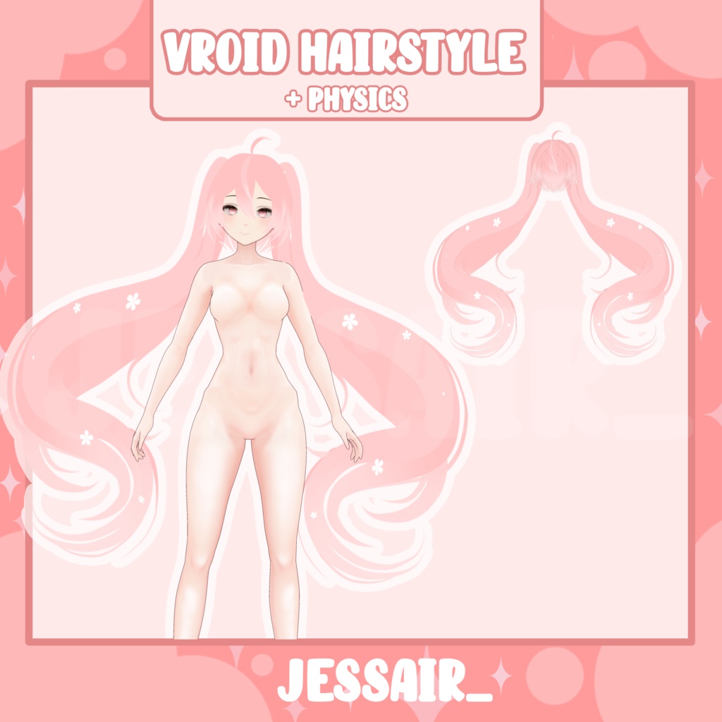 【VRoid Hairstyle Preset】Hatsune Miku Sakura Ponytails with physics